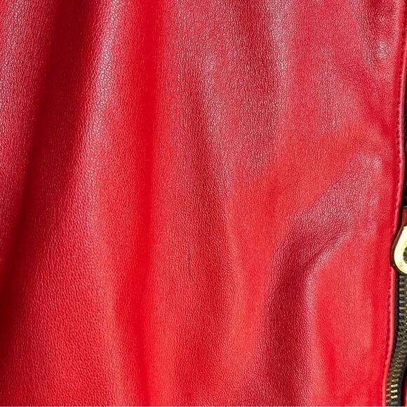 Melanzona Lipstick Red Zip Front Leather Jacket Small - Picture 3 of 6